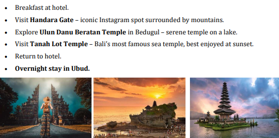 Day 06: Handara Gate + Tanah Lot + Bedugul Temple