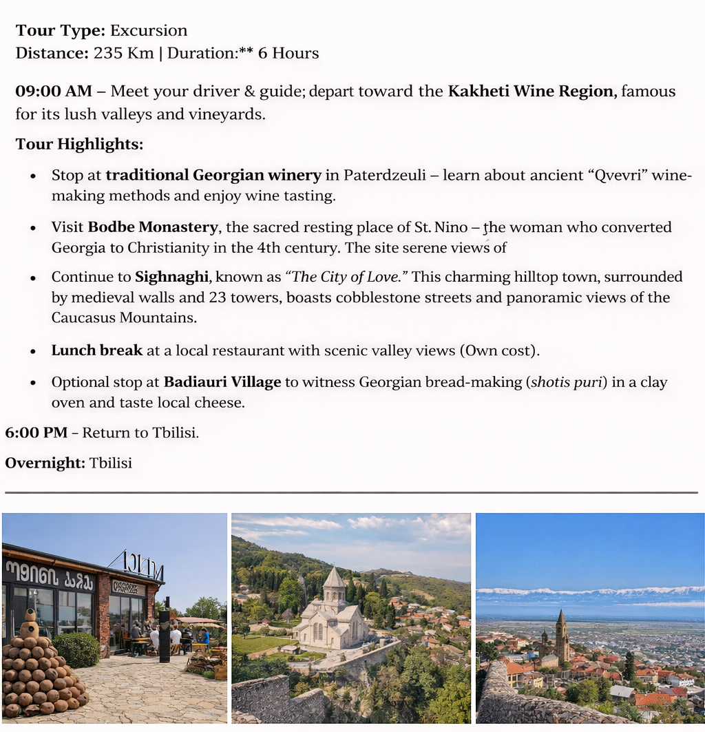 BODBE MONASTERY & SIGNAGHI (WINE REGION TOUR)