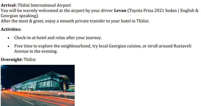 ARRIVAL IN TBILISI