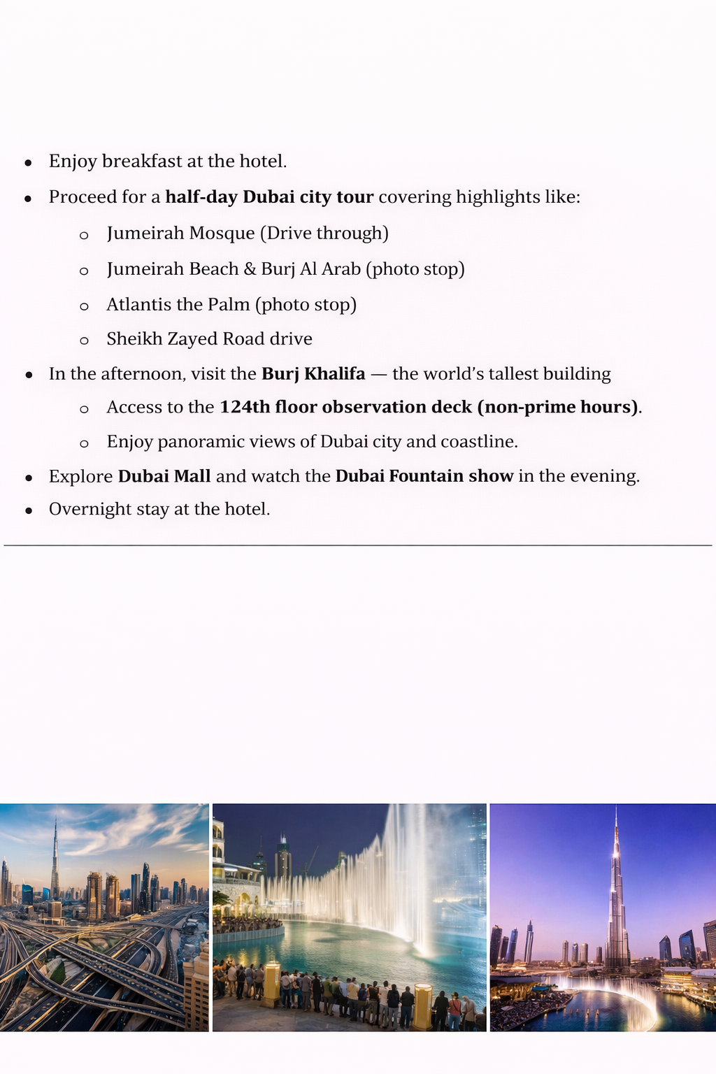Half-Day Dubai City Tour + Burj Khalifa 124th Floor (Non-Prime Hours)